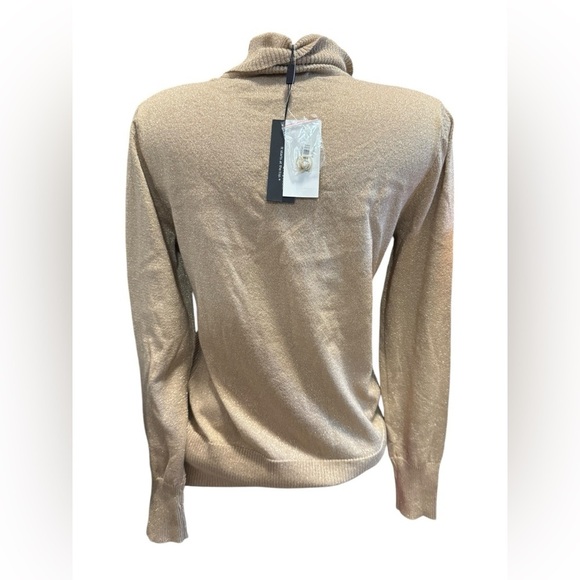 NWT Women's Cable & Gauge Turtle Neck Metallic Gold Knit Sweater Sparkle Large - Picture 3 of 14
